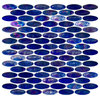11.5"x12" Oval Cobalt Blue Iridescent Glass Tile, Sheet
