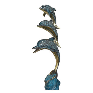 62 Inch Bronze Dolphins Fountain