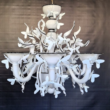 Custom Commissioned Diego Costantini Murano Glass Butterflies Chandelier