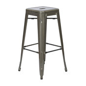Bristow 26 H" Antique Metal Barstool, Set of 4, Gun Metal, 30"
