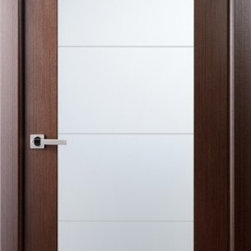 Contemporary African Wenge Interior Single Door Lined Frosted Glass - Windows And Doors