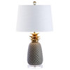 Pineapple 23'' Classic Vintage Ceramic LED Table Lamp, Gray/Gold