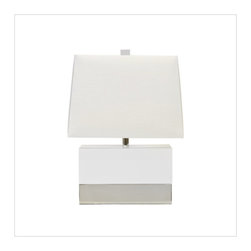 Worlds Away Foley White Lacquer with Nickel Base Table Lamp - Table Lamps