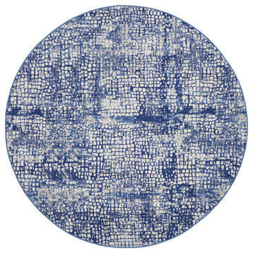 Nourison Whimsicle 5' x Round Ivory Navy Modern Indoor Area Rug