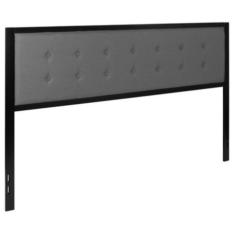 Flash Furniture Fabric Tufted King Metal Panel Headboard in Dark Gray