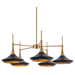 LNC - LNC Pheme 5-Light Matte Black and Polished Gold Linear Modern Indoor Chandelier - At LNC, we always believe that Classic is the Timeless Fashion, Liveable is the essential lifestyle, and Natural is the eternal beauty. Every product is an artwork of LNC, we strive to combine timeless design aesthetics with quality, and each piece can be a lasting appeal.