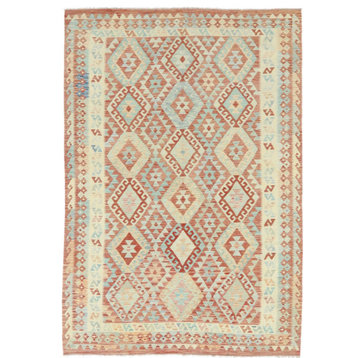 Oriental Kilim Afghan Heritage 9'8"x6'8" Hand Woven Rug