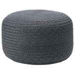 Jaipur Living - Jaipur Living Santa Rosa Indoor/Outdoor Solid Cylinder Pouf, Dark Gray - The Saba Solar collection brings the coastal, globally inspired vibes of natural fiber to outdoor settings. The Santa Rosa pouf mimics the organic style of jute accents, lending texture and warm neutrality to any style decor, but the handwoven polyester quality means this dark gray ottoman is just as home on patios and porches as it is in living and playrooms.