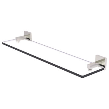 Montero 22" Glass Vanity Shelf, Beveled Edges, Satin Nickel