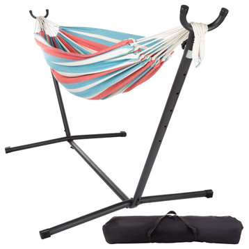 2 Person Hammock Brazilian Style Woven Cotton Swing Stand Alone Hammock