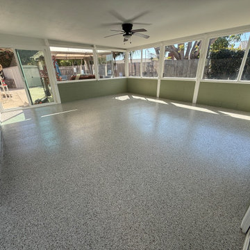 Sunroom Decorative Flake Floor & Matte UV-Stable Poly Aspartic Finish | Ventura,