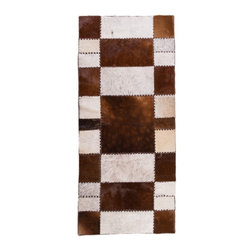 Modern Handmade Cowhide Patchwork Hallway & Stair Runner, Brown White, 6'2"x3'0" - Hall And Stair Runners