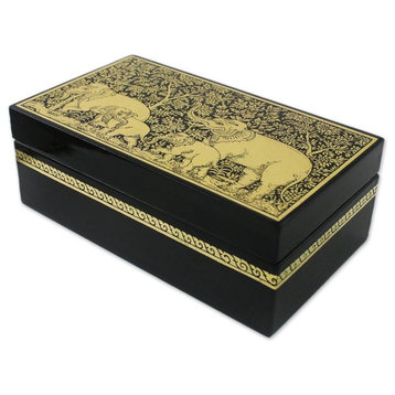Handmade Golden Day Out Lacquered wood box - Thailand