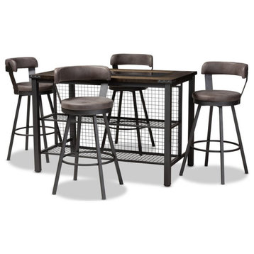 Bowery Hill 5 Piece Counter Height Dining Set in Gray