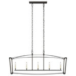 Visual Comfort Studio - Thayer Five Light Linear Chandelier in Smith Steel - Sophisticated and sleek  the Thayer Collection is a refreshing interpretation of a traditional four-sided lantern softened with graceful curved lines. Thayer is available in three stunning finishes: Antique Guild finish  industrial-inspired Smith Steel or Polished Nickel .&nbsp