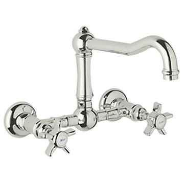 Rohl A1456XMPN-2 Polished Nickel Country Kitchen Wall Mounted Bridge Faucet