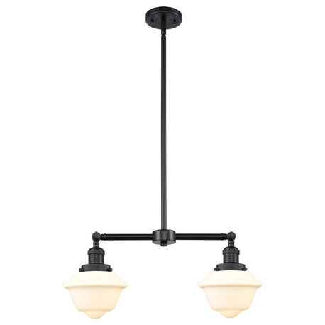 Small Oxford 2-Light Chandelier, Matte Black, Matte White