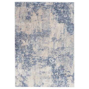 Nourison Sleek Textures 5'3" x 7'3" Ivory/Blue Modern Indoor Area Rug