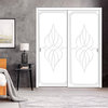 2 Leaf Bypass Closet Door With Engraving CNC Design, 72"x84"