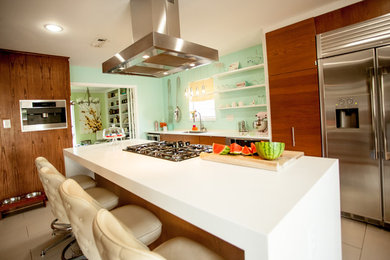 Mid-century modern kitchen photo in Houston