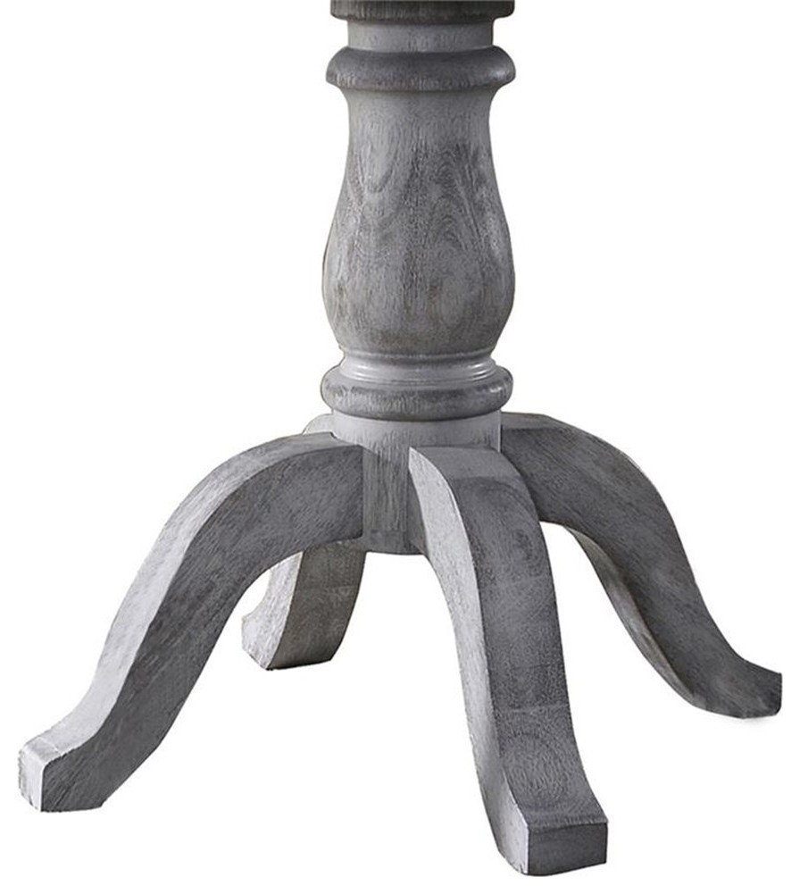 Bowery Hill Farmhouse Style Wood Round Dining Table in Weathered Gray ...
