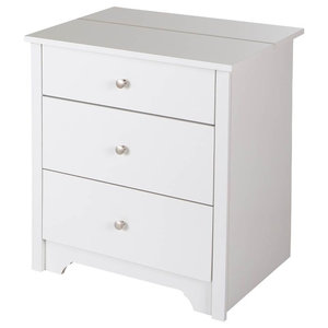 Talia White Faux Leather 3 Drawer Nightstand Contemporary