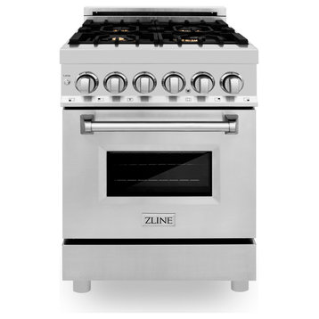 ZLINE 24" Dual Fuel Range, Stainless Steel With Brass Burners RA-BR-24