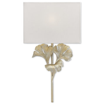 25" Gingko Silver Wall Sconce in Distressed Silver Leaf