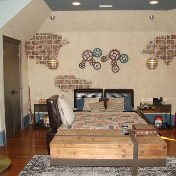 Boy's bedroom design with an industrial look
