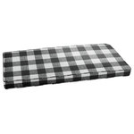 Mozaic Company - Stewart Black Buffalo Plaid Bench Cushion - This wide checkered, white and black buffalo plaid pattern will add the perfect traditional accent to your decor. The timeless appeal of buffalo plaid adds a bonus to the beautiful look of this outdoor bench cushion. Wrapped in sun and weather resistant outdoor fabric, its pure recycled fiber fill steps up the level of seating comfort. Remove the cover through a zippered enclosure for easy spot cleaning, and secure the cushion with attached ties to avoid shifting. Designed primarily for outdoor use, this enticing bench cushion also adds a dynamic plaid look to interior window seats.