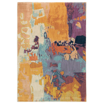 Xaviera Artist Abstract Orange and Purple Area Rug, 7'10"x10'10"