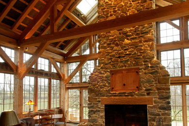 Inspiration for a rustic living room remodel in Philadelphia