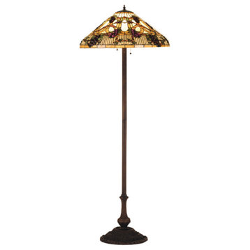 Meyda Tiffany 55961 Tiffany Three Light Floor Lamp - Beige / Purple / Bronze