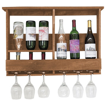 Farmhouse 6-Bottle Wine Shelf, Modern Walnut