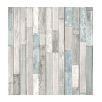 Barn Board Gray Thin Plank Wallpaper, Bolt