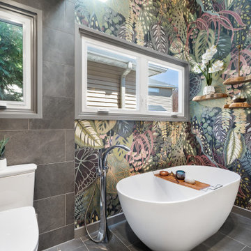 Nature-Inspired Eclectic Bathroom in West Orange, NJ.