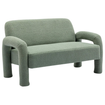 SEYNAR Modern Sherpa Boucle Love seat ,Upholstered Living Room 2-Seater Sofa, Green