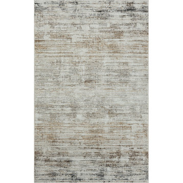 Brimah Gray/Ivory/Multi Distressed Stripe High-Low Indoor Area Rug, 10' X 13'10"