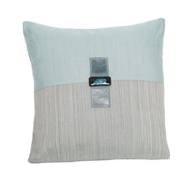 DECORATIVE PILLOWS MIAMI - Glimmer Pillow With Leather and Blue Stone Belt, 20"x20" - Decorative Pillows