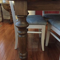 Reclaimed wood table with custom turned legs - Kitchen And Dining Furniture