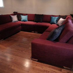 Custom Sectional Sof - Designer Fabric Red - Sofas