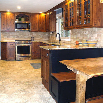 Knotty Alder Shaker Stained Kitchen Cabinets