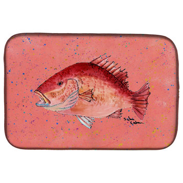 Strawberry Snapper Dish Drying Mat, 14"x21", Multicolor