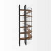 90" Brown Solid Wood and Iron Six Tier Bookcase