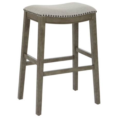 Saddle Stool 30" in Gray Fabric and Antique Gray Base 2-Pack