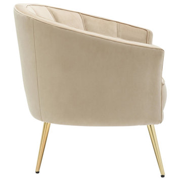 Tania Accent Chair, Gold Metal/Champagne Velvet