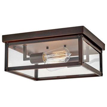 16W 2 LED Outdoor Medium Flush Mount-5 Inches Tall and 12 Inches Wide-Blackened