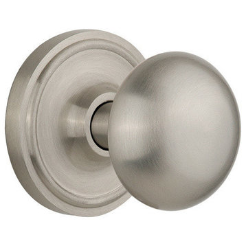 Double Classic Rosette With New York Knob, Satin Nickel
