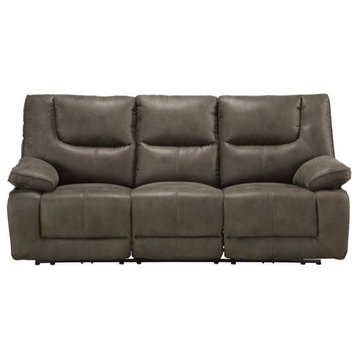 Comfortable Power Reclining Sofa, Air Leather Upholstered Seat & USB Docks, Gray
