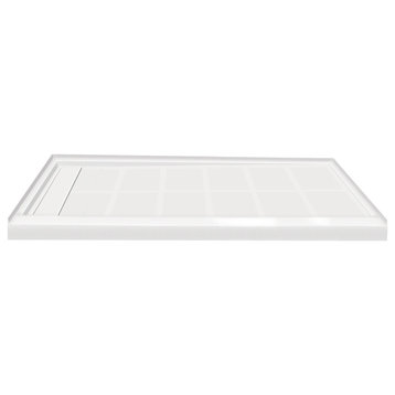 Transolid Linear 60"x36" Rectangular Shower Base With Left Hand Drain, White